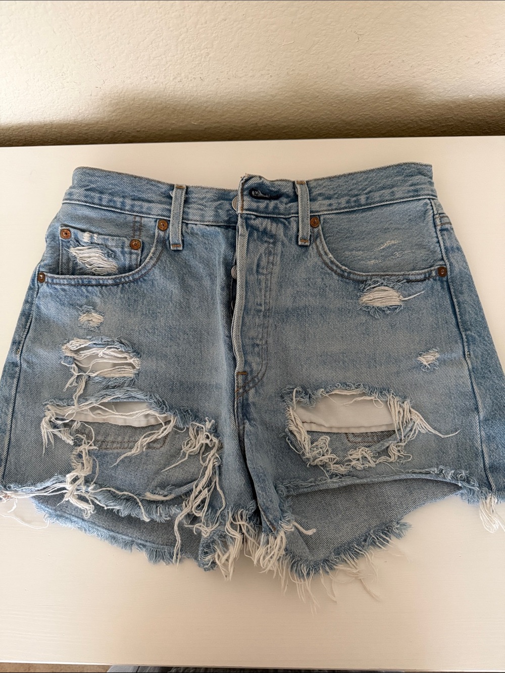Levi’s Distressed High Rise Shorts